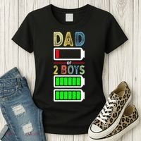 Tired Dad Of 2 Two Boy Low Battery Women's T-Shirt thumb 3