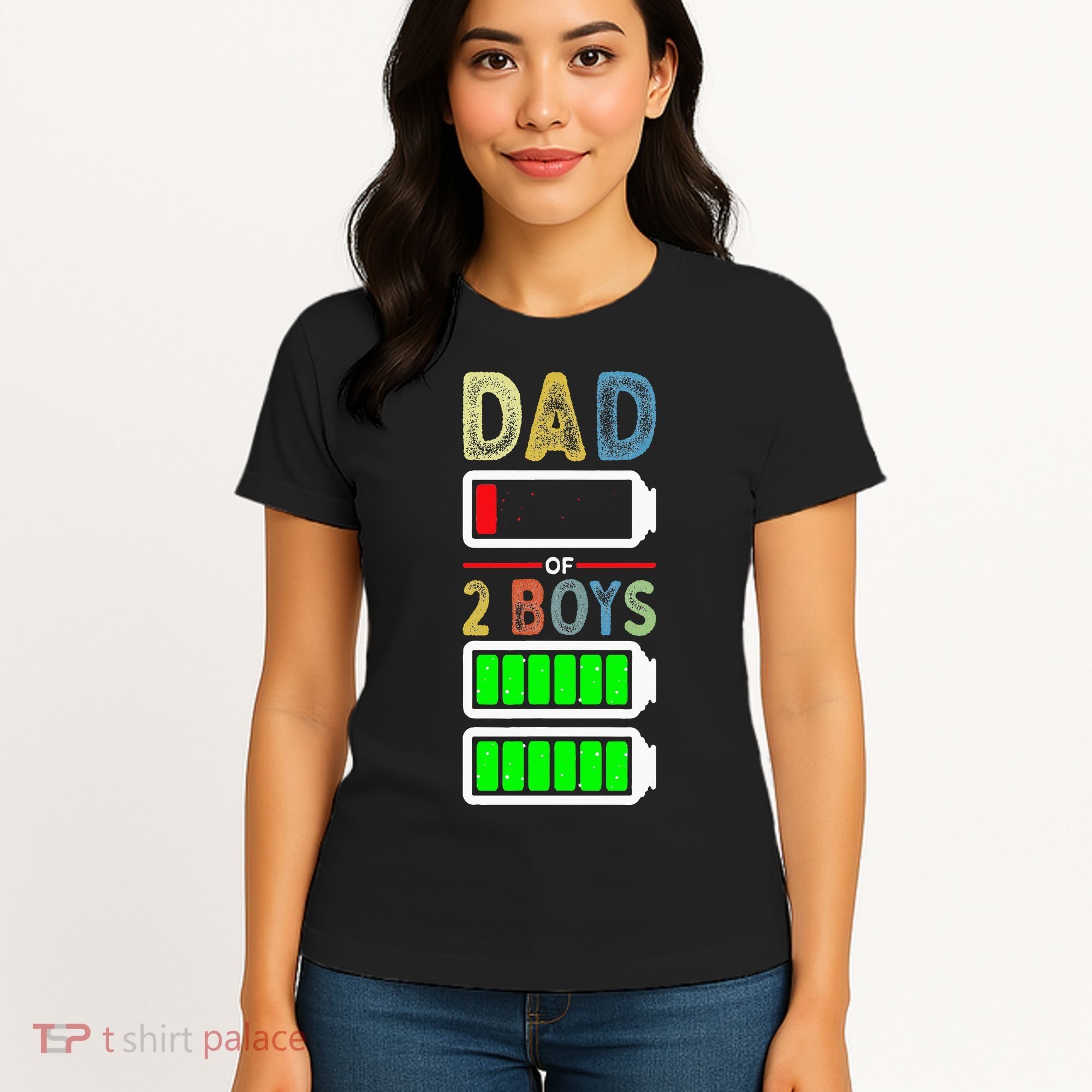 Tired Dad Of 2 Two Boy Low Battery Women's T-Shirt
