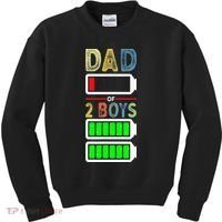 Tired Dad Of 2 Two Boy Low Battery Kids Sweatshirt thumb 0