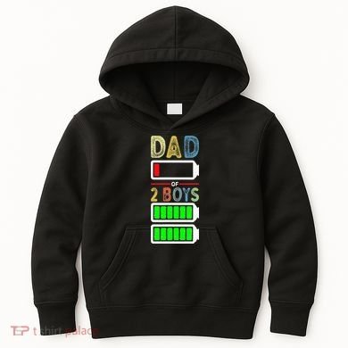 Tired Dad Of 2 Two Boy Low Battery Kids Hoodie