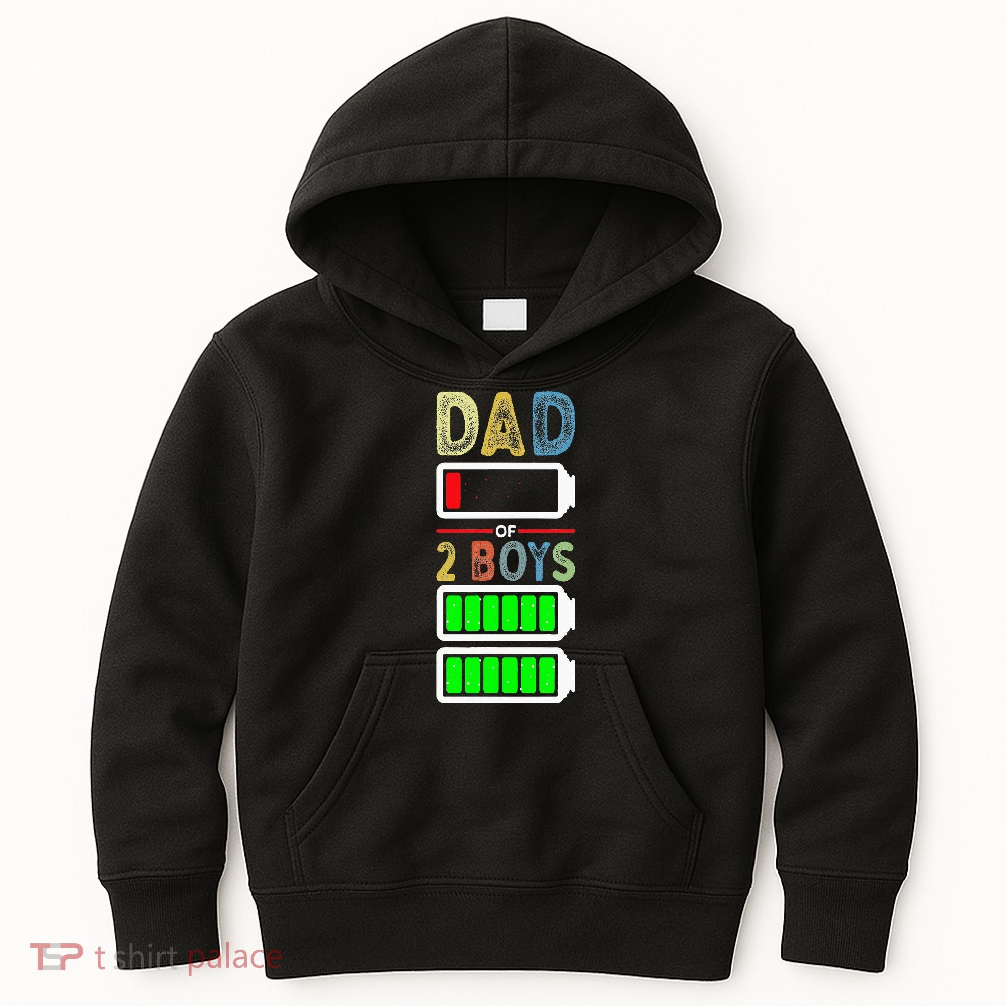 Tired Dad Of 2 Two Boy Low Battery Kids Hoodie
