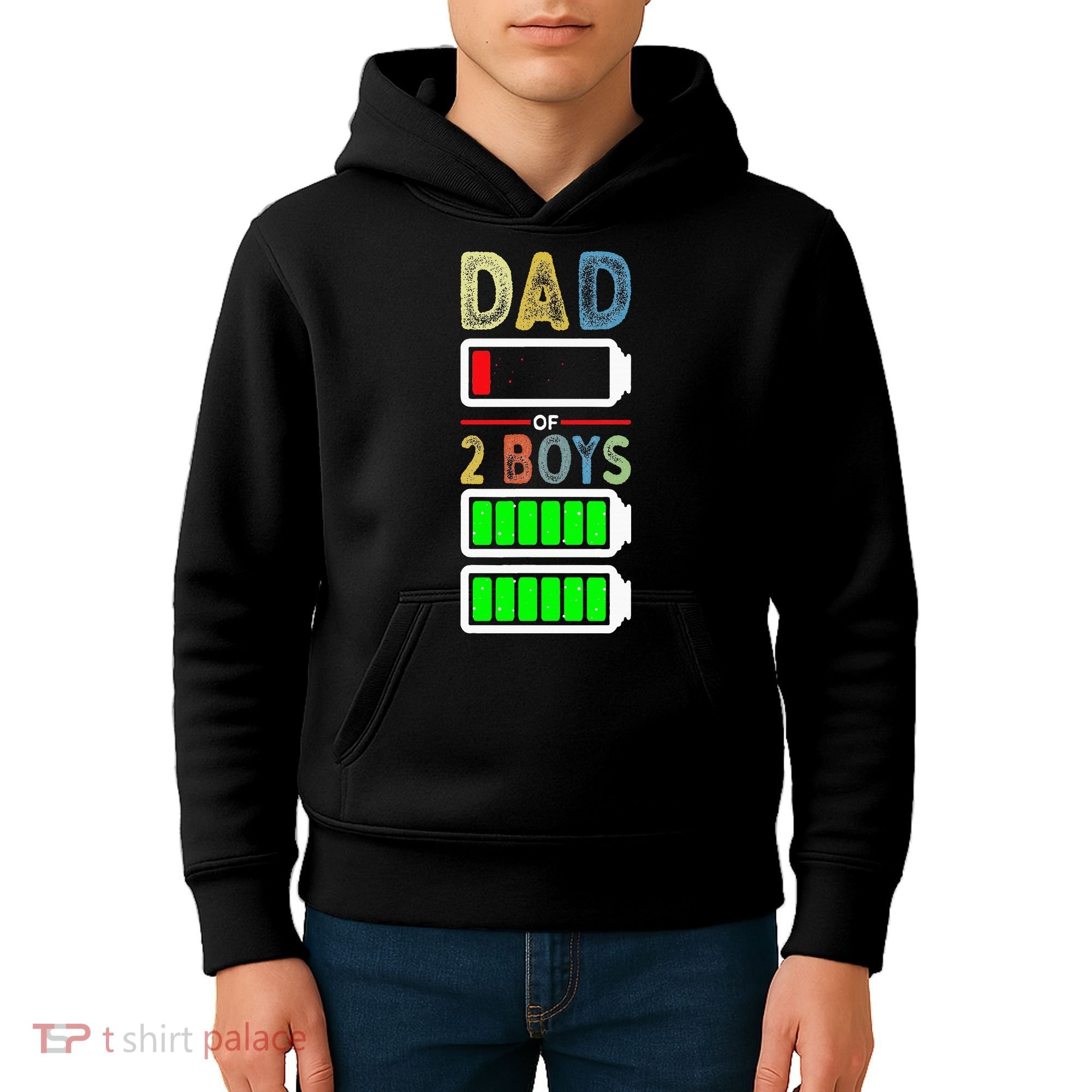 Tired Dad Of 2 Two Boy Low Battery Kids Hoodie