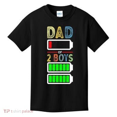 Tired Dad Of 2 Two Boy Low Battery Kids T-Shirt