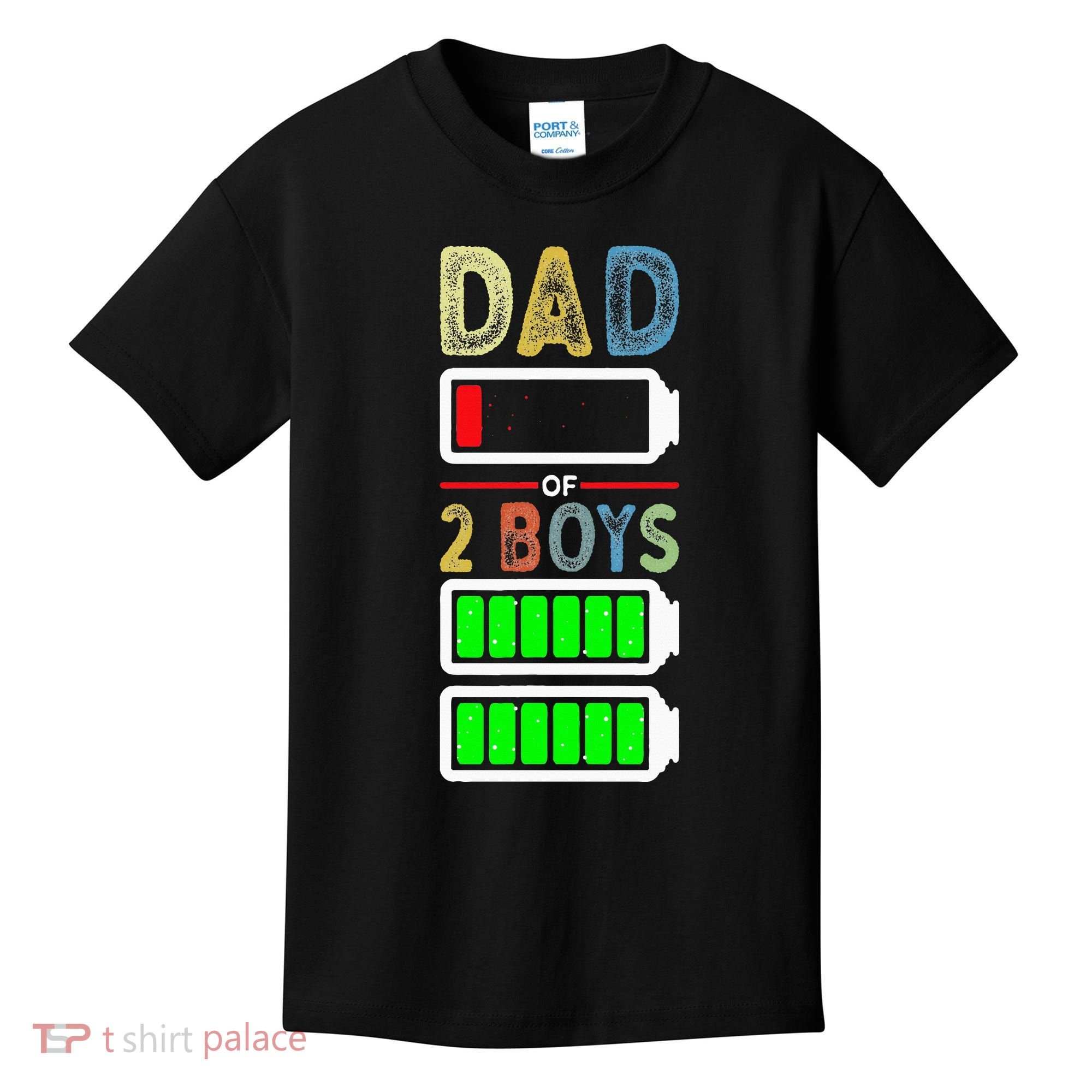 Tired Dad Of 2 Two Boy Low Battery Kids T-Shirt