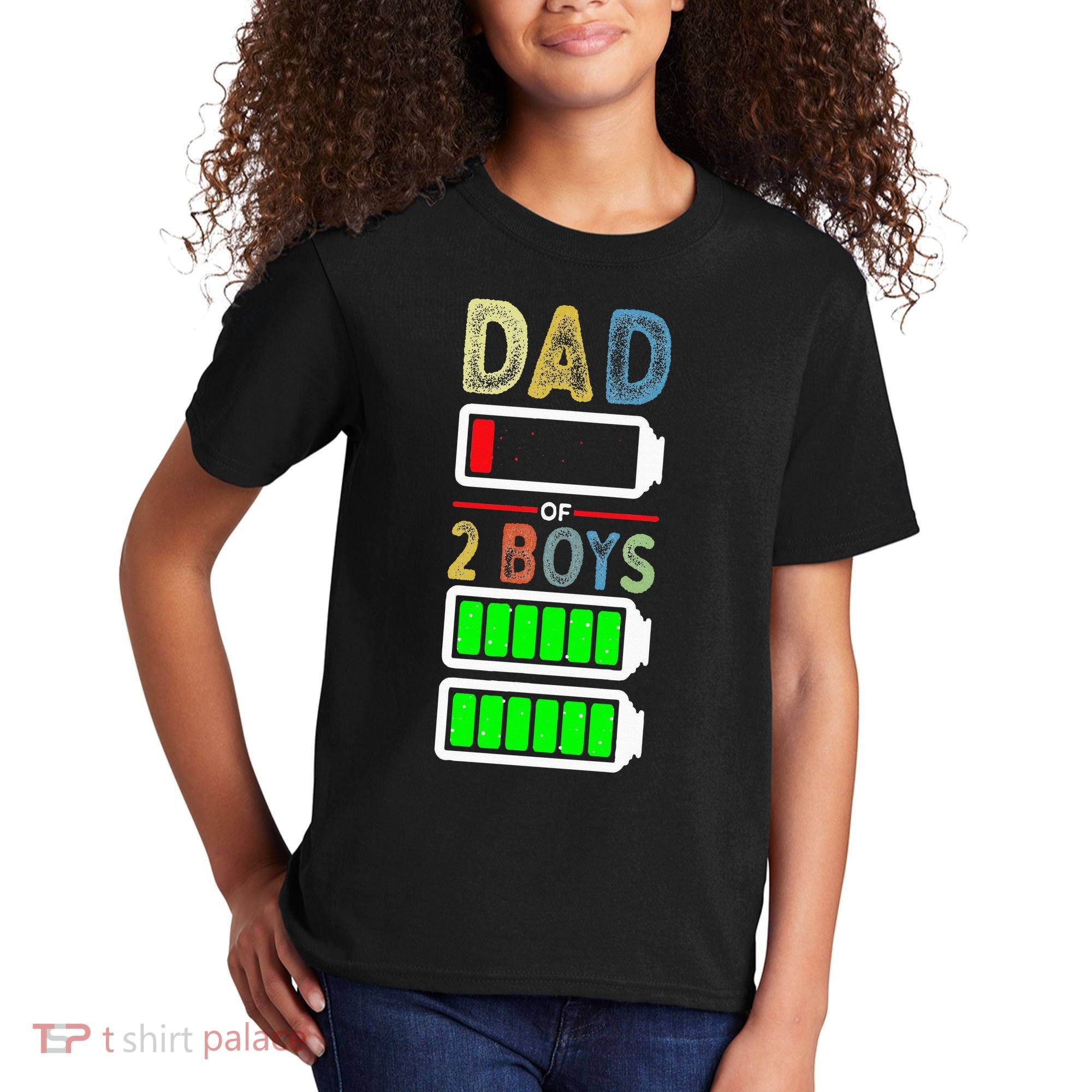 Tired Dad Of 2 Two Boy Low Battery Kids T-Shirt