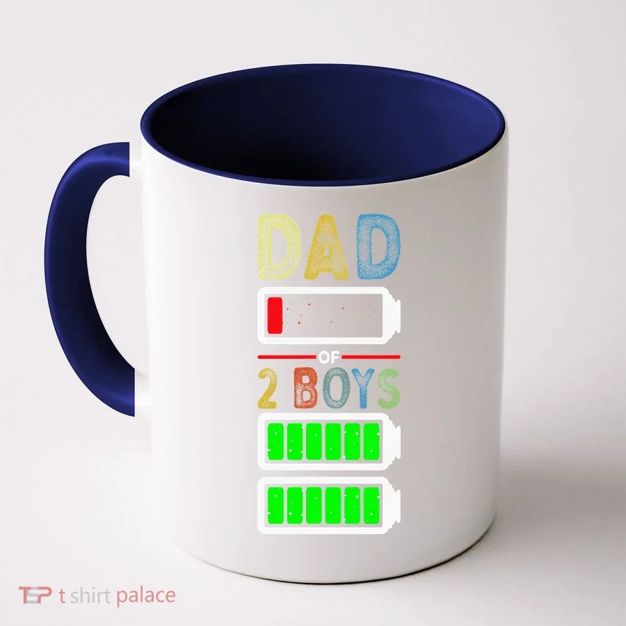 Tired Dad Of 2 Two Boy Low Battery Coffee Mug