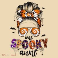 Tie Dye One Spooky Aunt Halloween Monster Messy Bun Aunt  Tote Bag thumb 4