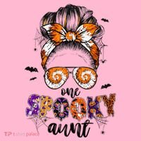 Tie Dye One Spooky Aunt Halloween Monster Messy Bun Aunt  Coaster thumb 2