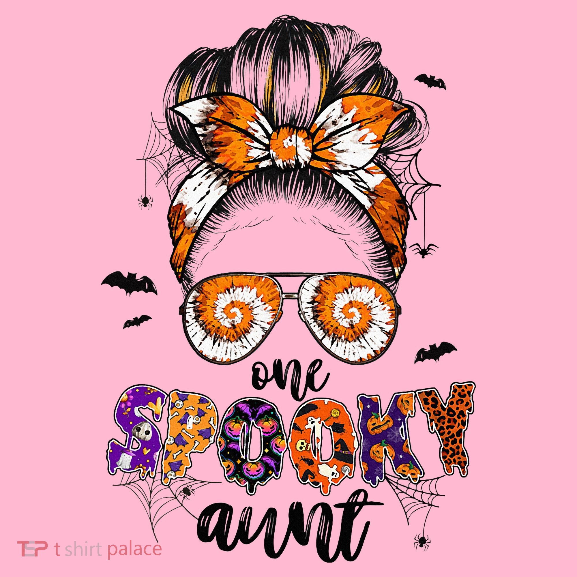 Tie Dye One Spooky Aunt Halloween Monster Messy Bun Aunt  Coaster