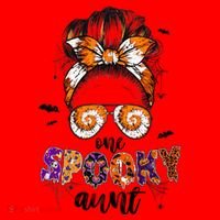 Tie Dye One Spooky Aunt Halloween Monster Messy Bun Aunt  Santa Hat thumb 1