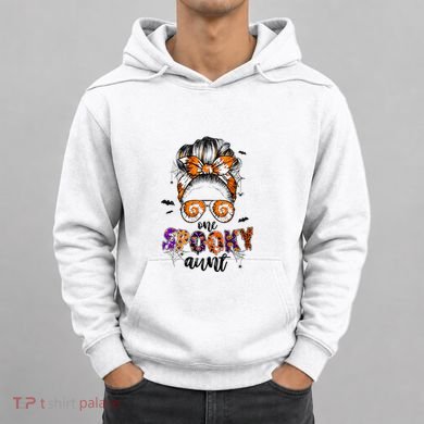 Tie Dye One Spooky Aunt Halloween Monster Messy Bun Aunt  Hoodie
