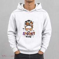 Tie Dye One Spooky Aunt Halloween Monster Messy Bun Aunt  Hoodie thumb 0