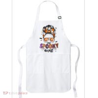 Tie Dye One Spooky Aunt Halloween Monster Messy Bun Aunt  Apron thumb 0