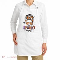 Tie Dye One Spooky Aunt Halloween Monster Messy Bun Aunt  Apron thumb 2