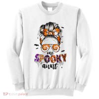 Tie Dye One Spooky Aunt Halloween Monster Messy Bun Aunt  Sweatshirt thumb 0