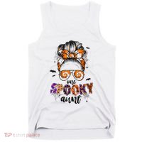 Tie Dye One Spooky Aunt Halloween Monster Messy Bun Aunt  Tank Top thumb 0