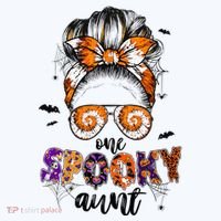 Tie Dye One Spooky Aunt Halloween Monster Messy Bun Aunt  Tank Top thumb 6