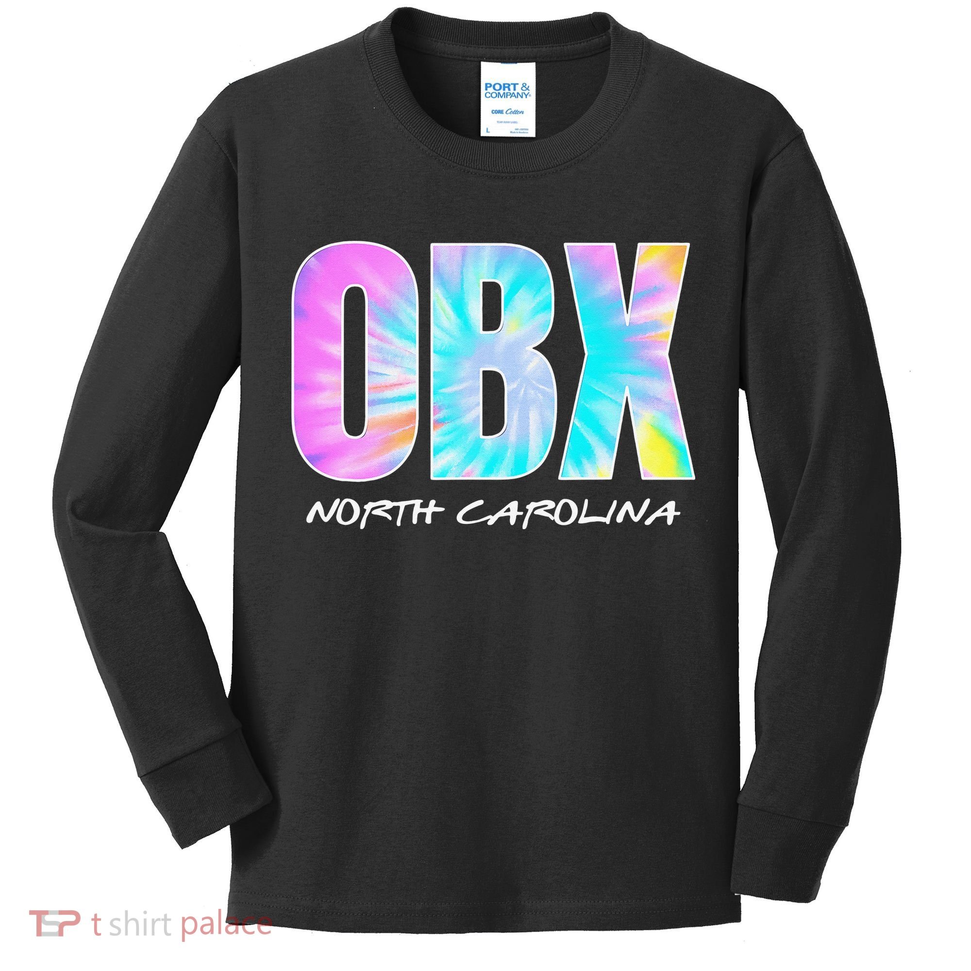Tie Dye OBX North Carolina Outer Banks Kids Long Sleeve Shirt