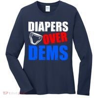 Trump Diapers Over Dems Women's Long Sleeve Shirt thumb 0