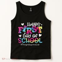Tie Dye Paraprofessional Happy First Day Of School Funny Tank Top thumb 2