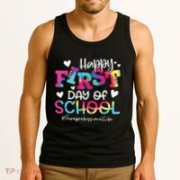 Tie Dye Paraprofessional Happy First Day Of School Funny Tank Top thumb 3