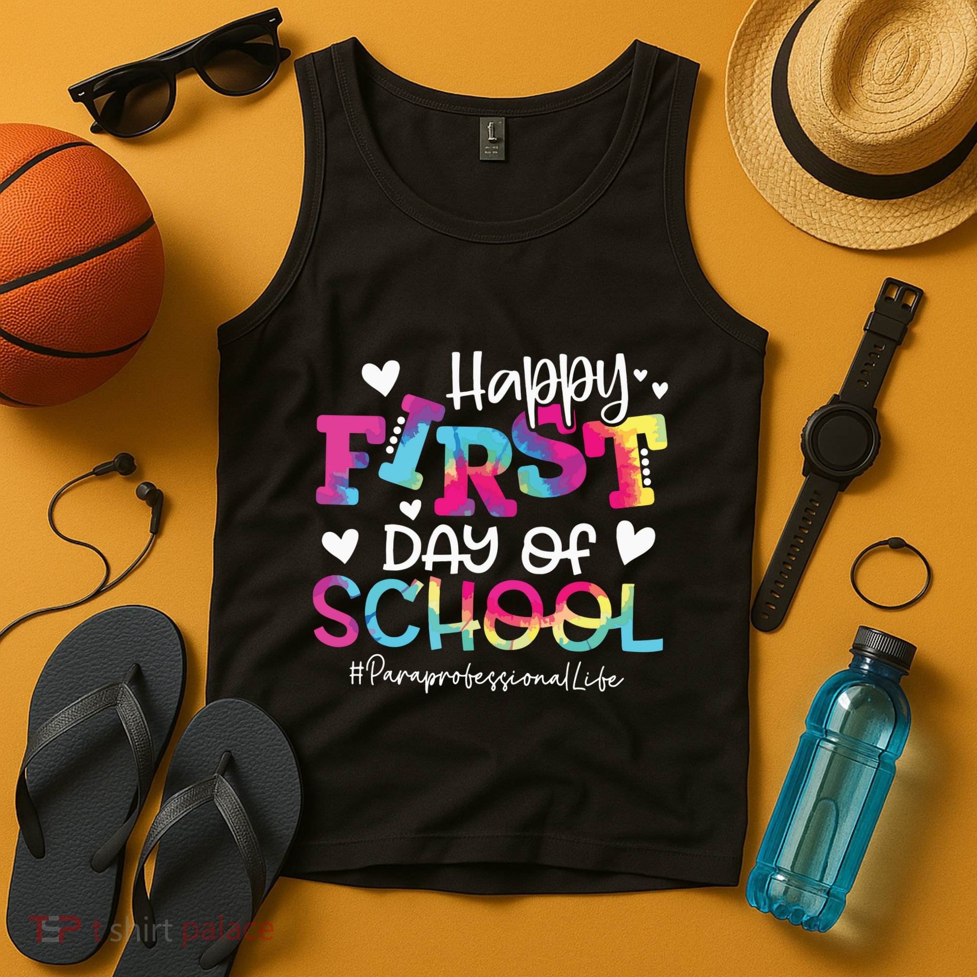 Tie Dye Paraprofessional Happy First Day Of School Funny Tank Top
