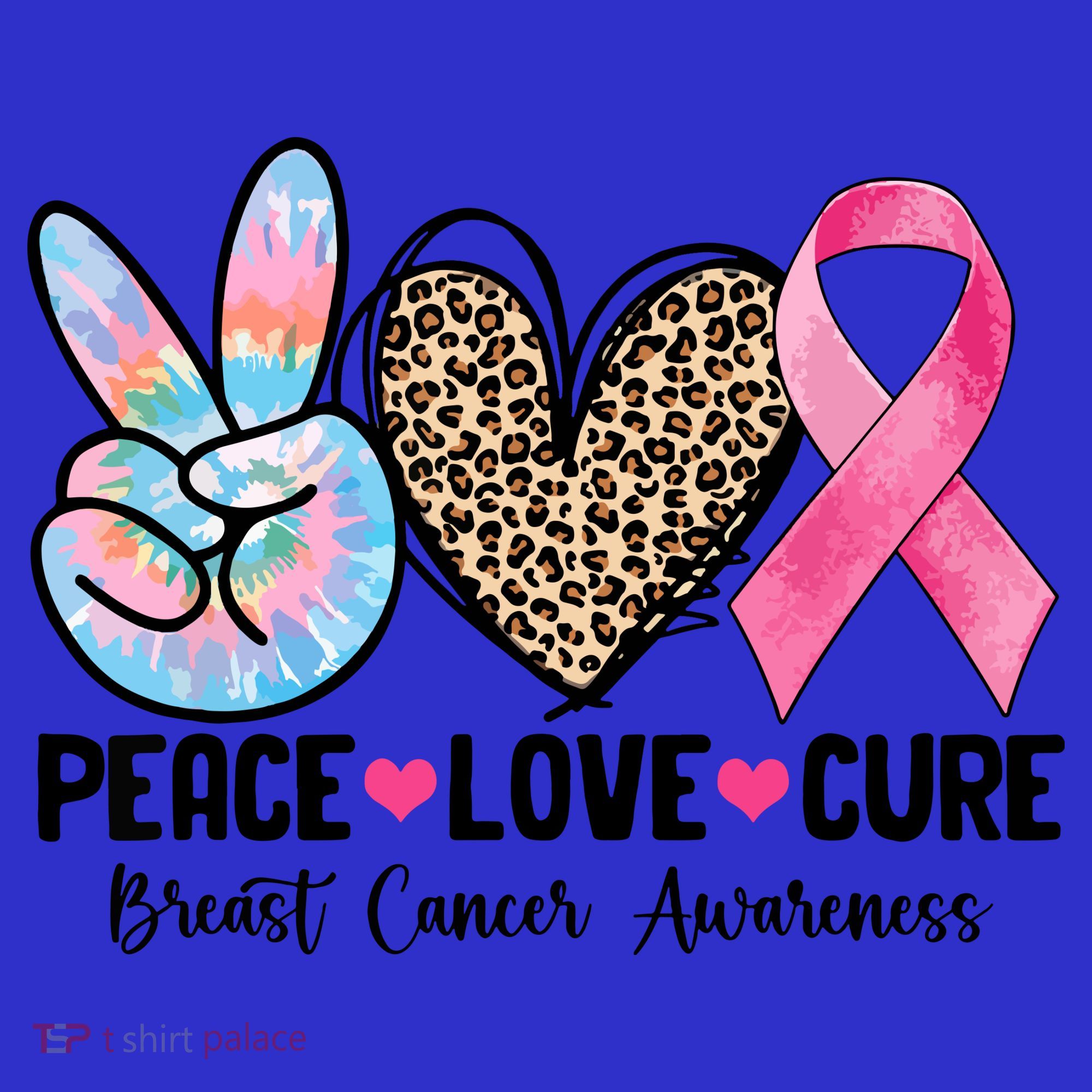 Tie Dye Peace Love Cure Pink Ribbon Breast Cancer Awareness Gift Polo