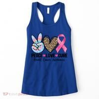 Tie Dye Peace Love Cure Pink Ribbon Breast Cancer Awareness Gift Women's Tank Top thumb 0
