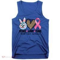 Tie Dye Peace Love Cure Pink Ribbon Breast Cancer Awareness Gift Tank Top thumb 0