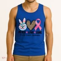 Tie Dye Peace Love Cure Pink Ribbon Breast Cancer Awareness Gift Tank Top thumb 3