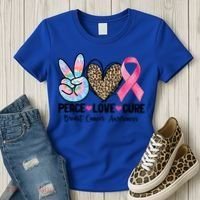 Tie Dye Peace Love Cure Pink Ribbon Breast Cancer Awareness Gift Women's T-Shirt thumb 3