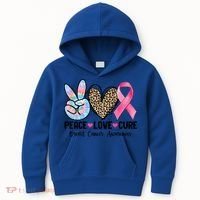 Tie Dye Peace Love Cure Pink Ribbon Breast Cancer Awareness Gift Kids Hoodie thumb 0