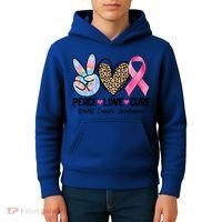 Tie Dye Peace Love Cure Pink Ribbon Breast Cancer Awareness Gift Kids Hoodie thumb 4
