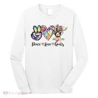 Tie Dye Peace Love Goats Farm Girl Goat Lover Funny Gift Long Sleeve Shirt thumb 0