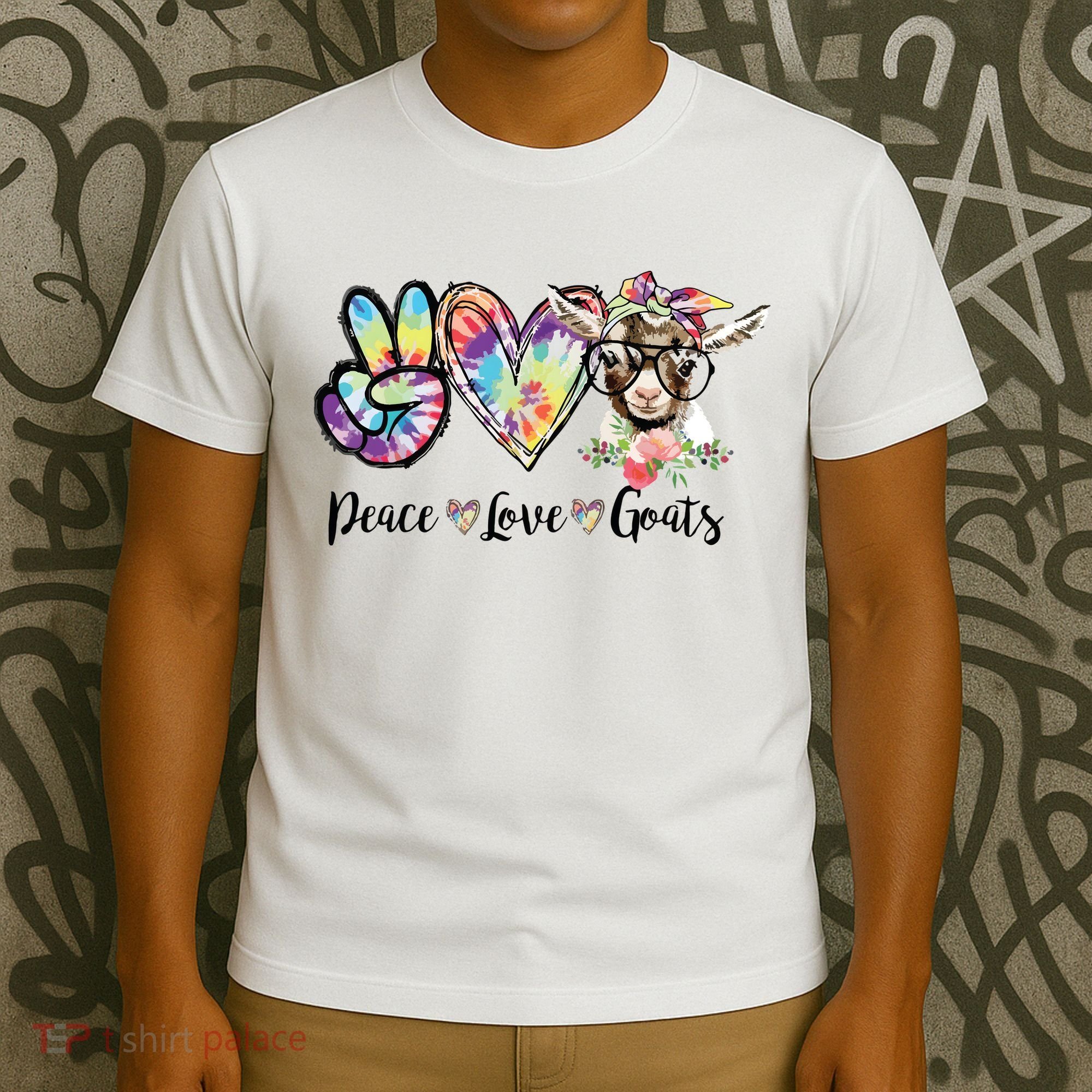 Tie Dye Peace Love Goats Farm Girl Goat Lover Funny Gift T-Shirt