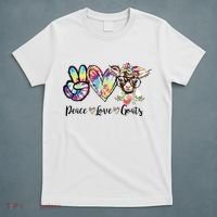 Tie Dye Peace Love Goats Farm Girl Goat Lover Funny Gift T-Shirt thumb 5