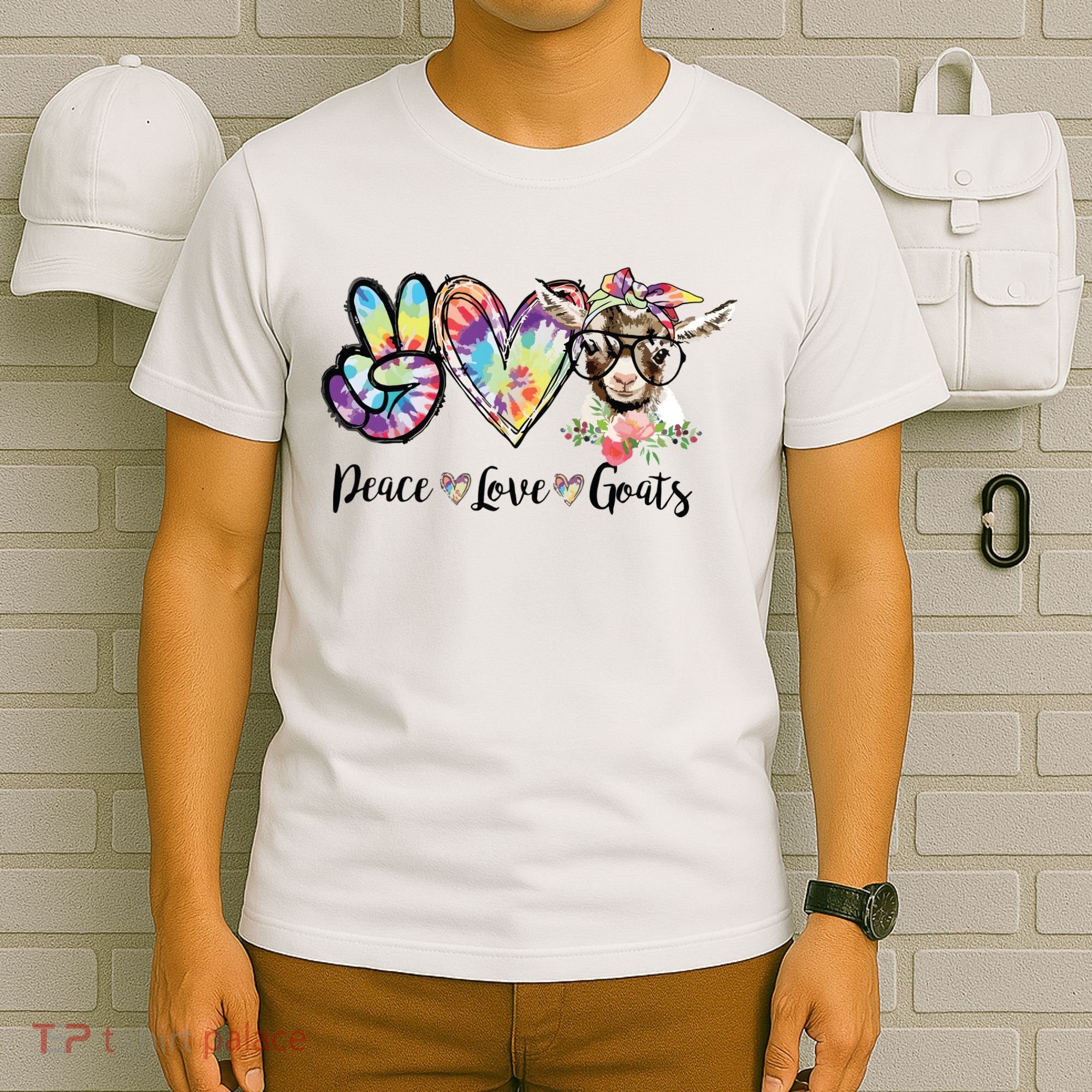 Tie Dye Peace Love Goats Farm Girl Goat Lover Funny Gift T-Shirt