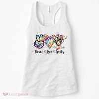 Tie Dye Peace Love Goats Farm Girl Goat Lover Funny Gift Women's Tank Top thumb 0
