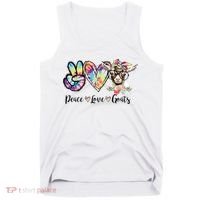 Tie Dye Peace Love Goats Farm Girl Goat Lover Funny Gift Tank Top thumb 0
