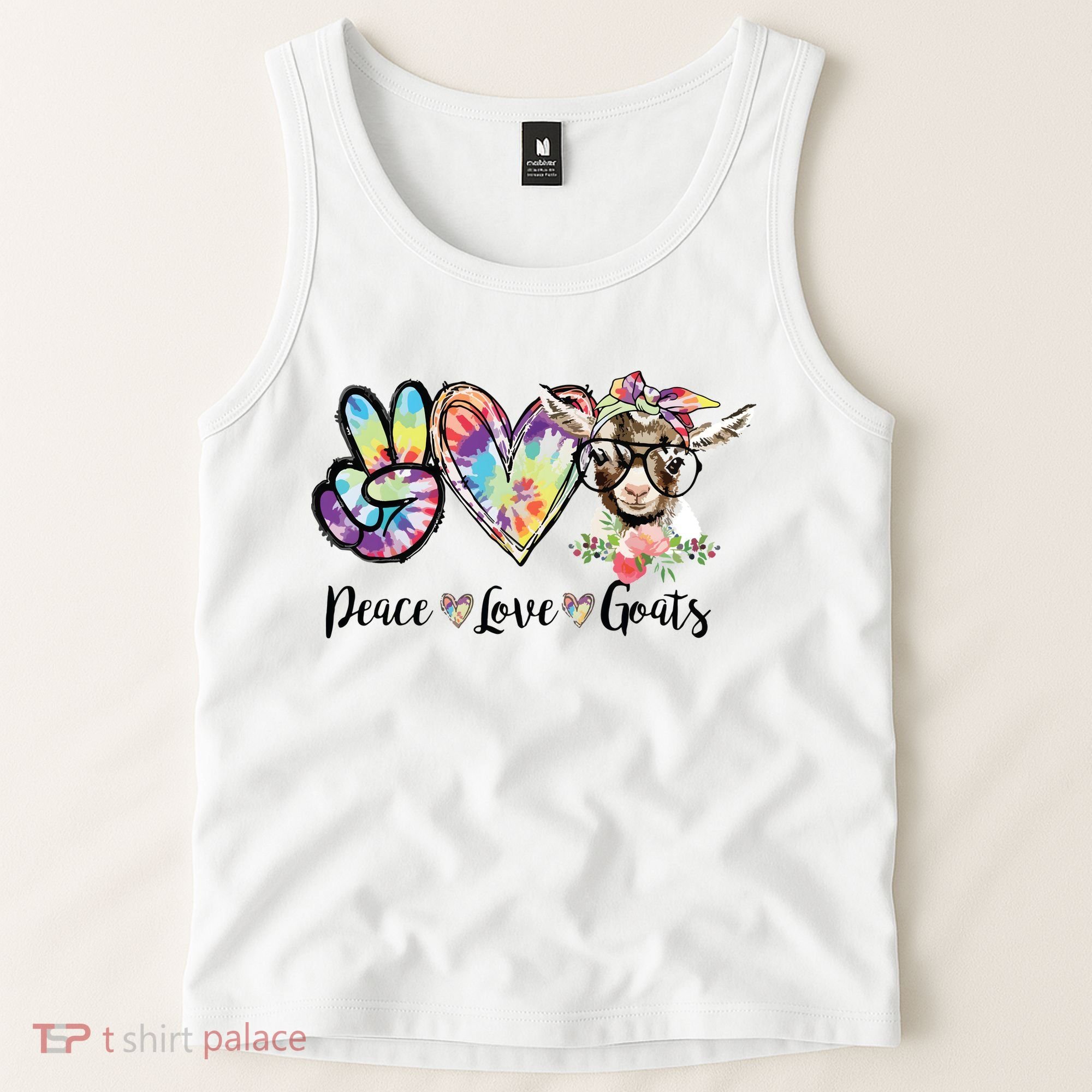 Tie Dye Peace Love Goats Farm Girl Goat Lover Funny Gift Tank Top