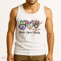Tie Dye Peace Love Goats Farm Girl Goat Lover Funny Gift Tank Top thumb 3