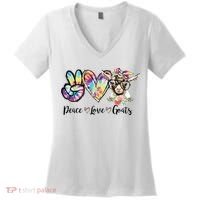 Tie Dye Peace Love Goats Farm Girl Goat Lover Funny Gift Women's V-Neck T-Shirt thumb 0