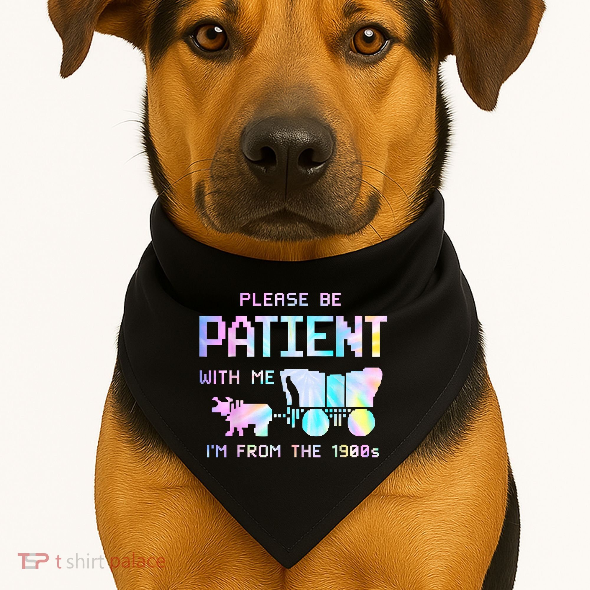 Tie Dye Please Be Patient With Me Im From The 1900s Gift USA-Made Doggie Bandana