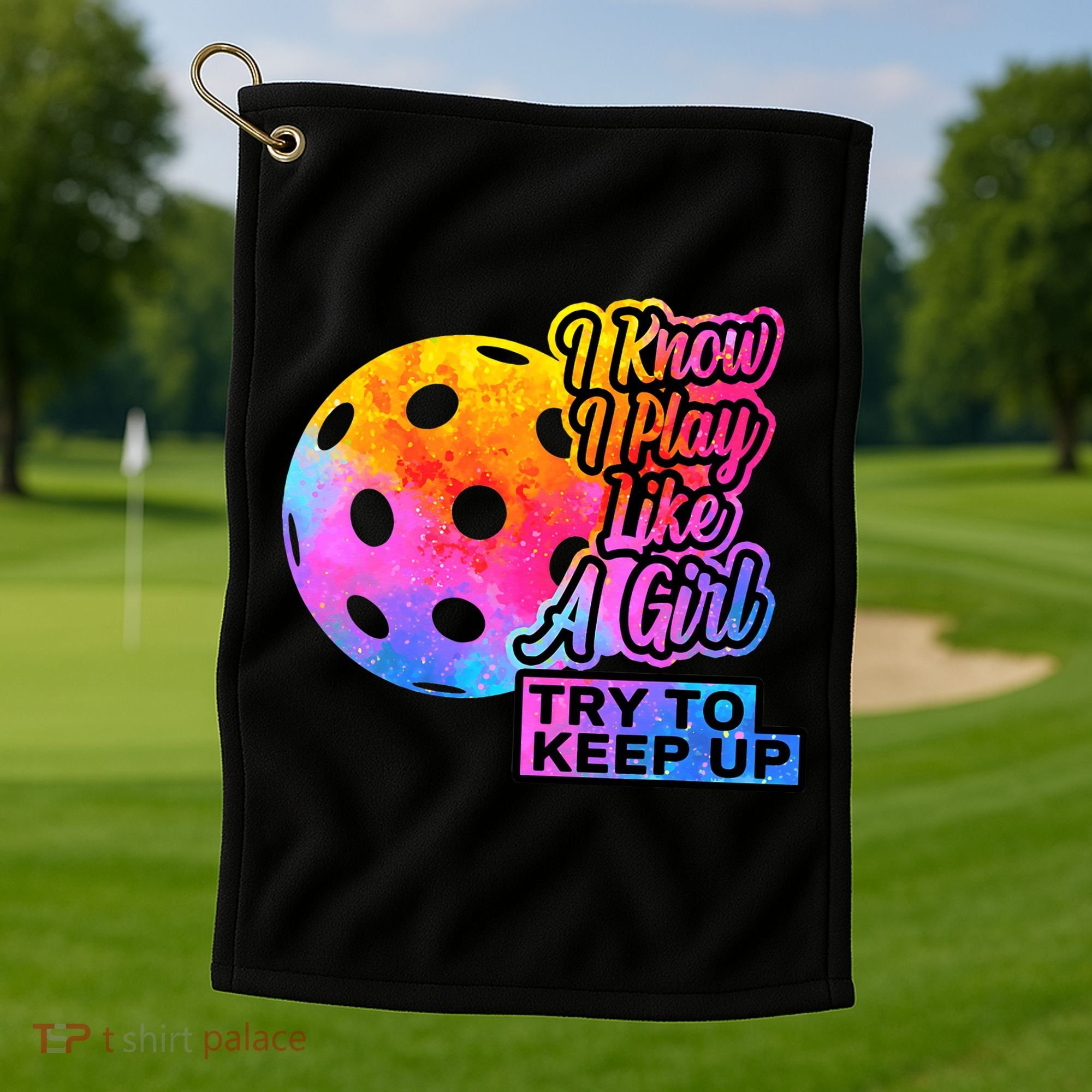 Tie Dye Pickleball Player Paddleball Lover Dink Funny Golf Towel