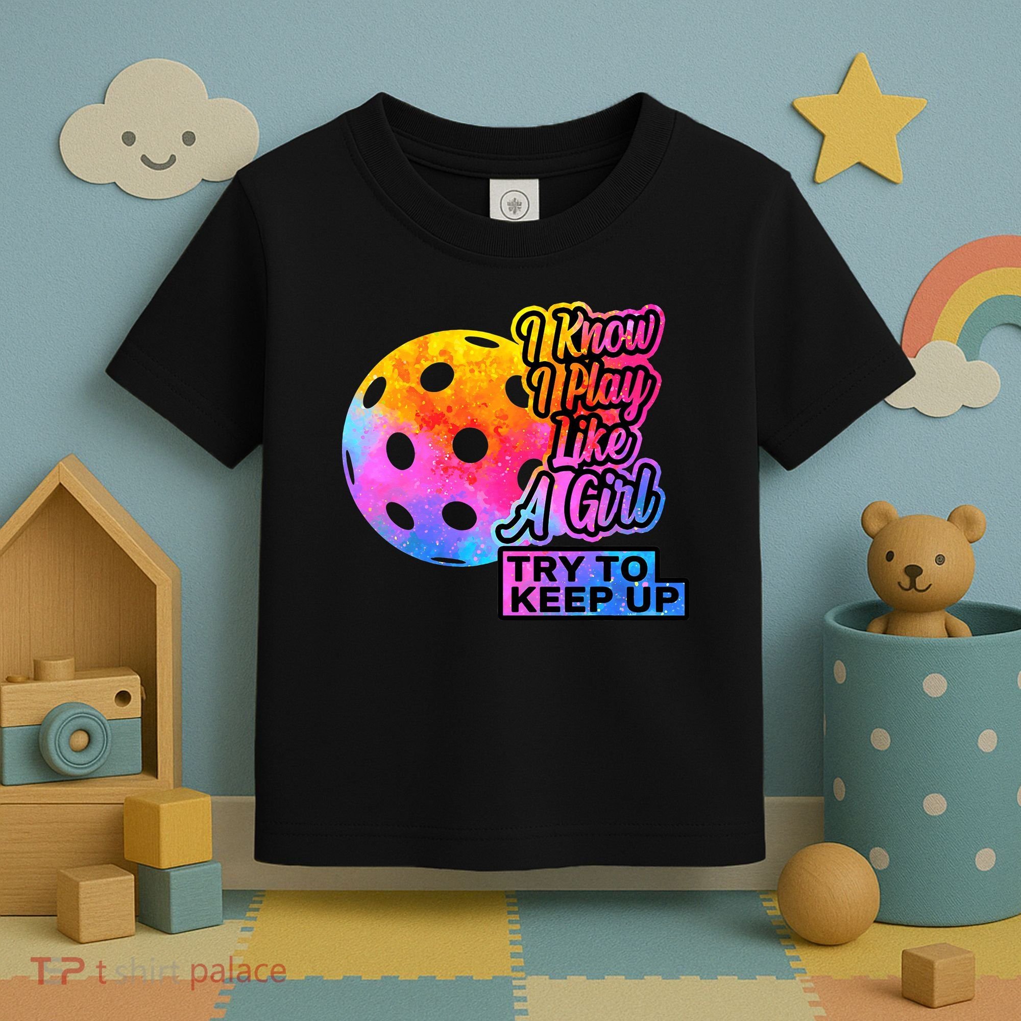 Tie Dye Pickleball Player Paddleball Lover Dink Funny Toddler T-Shirt