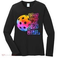 Tie Dye Pickleball Player Paddleball Lover Dink Funny Women's Long Sleeve Shirt thumb 0