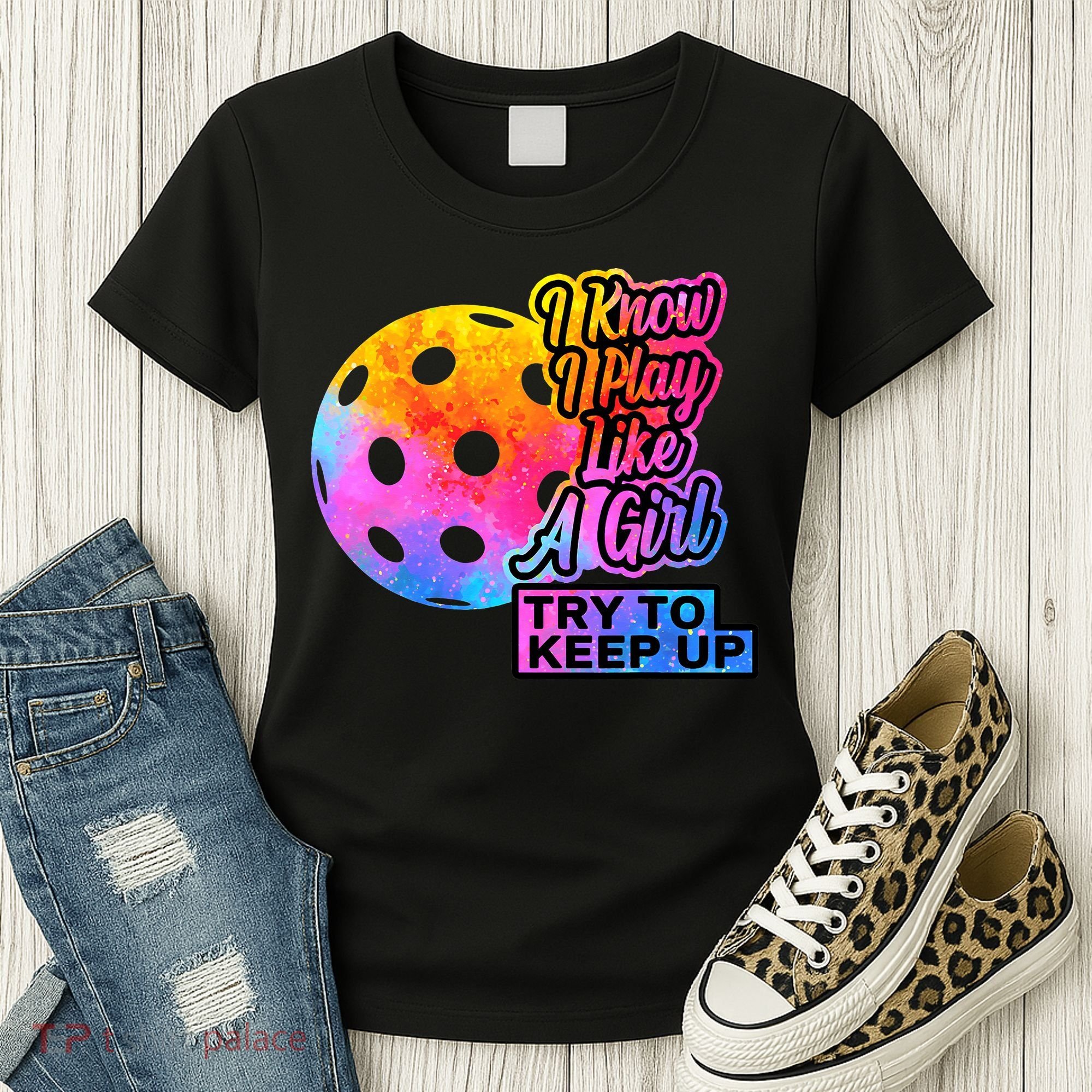 Tie Dye Pickleball Player Paddleball Lover Dink Funny Women's T-Shirt