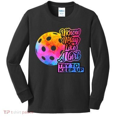 Tie Dye Pickleball Player Paddleball Lover Dink Funny Kids Long Sleeve Shirt