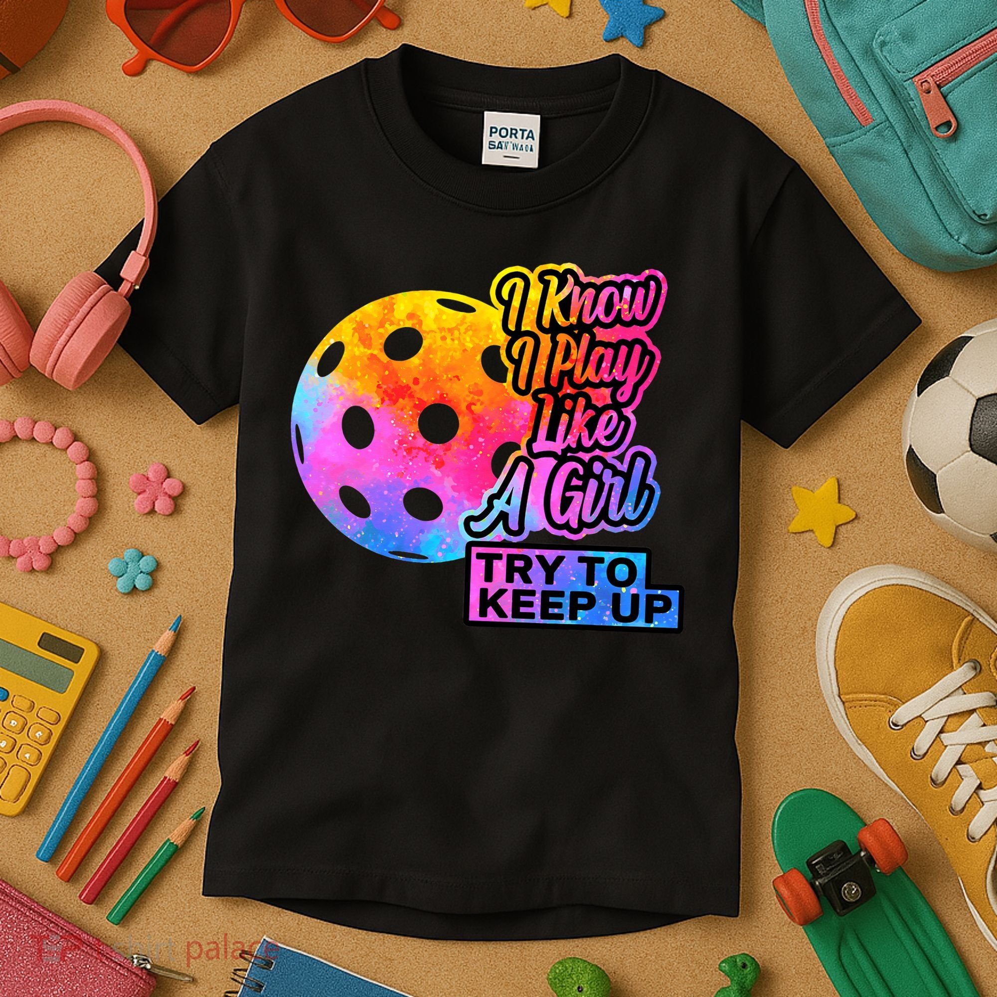 Tie Dye Pickleball Player Paddleball Lover Dink Funny Kids T-Shirt