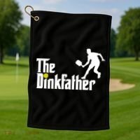 The Dinkfather Pickleball Fathers Day Gift Golf Towel thumb 1